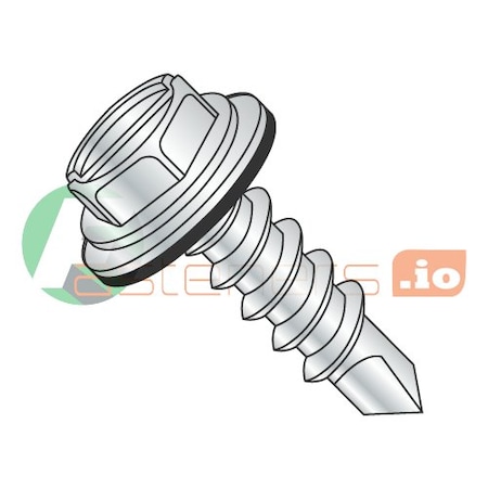 Newport Fasteners Self-Drilling Screw, #10 x 3/4 in, Zinc Plated Steel Hex Head Slotted Drive, 2000 PK 147131